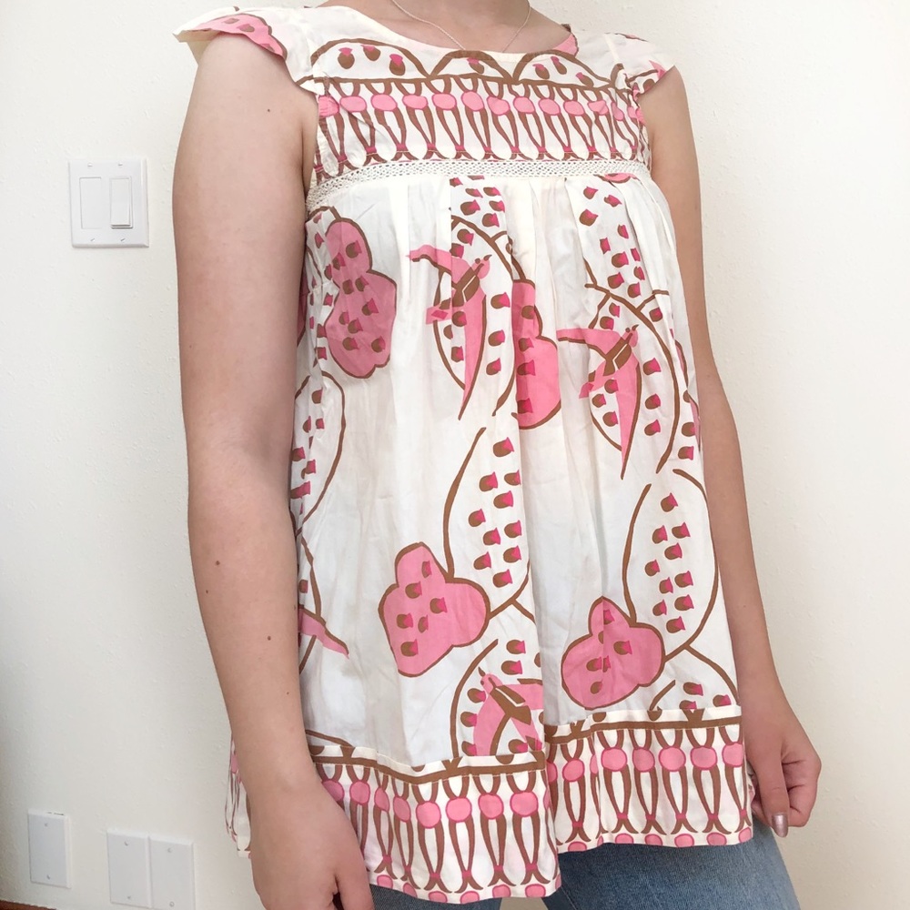 Plenty by Tracy Reese Cap Slv 60's Mod Cotton Top